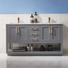 Load image into Gallery viewer, Altair Vanity Altair Remi 60&quot; Double Bathroom Vanity Set in Gray, White or Royal Blue Finish and Carrara White Marble Countertop