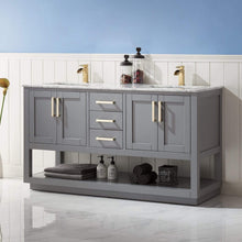 Load image into Gallery viewer, Altair Vanity Altair Remi 60&quot; Double Bathroom Vanity Set in Gray, White or Royal Blue Finish and Carrara White Marble Countertop