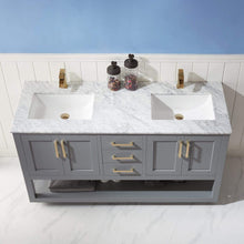 Load image into Gallery viewer, Altair Vanity Altair Remi 60&quot; Double Bathroom Vanity Set in Gray, White or Royal Blue Finish and Carrara White Marble Countertop