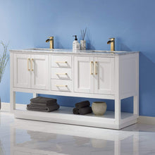 Load image into Gallery viewer, Altair Vanity Altair Remi 60&quot; Double Bathroom Vanity Set in Gray, White or Royal Blue Finish and Carrara White Marble Countertop