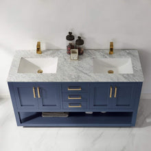 Load image into Gallery viewer, Altair Vanity Altair Remi 60&quot; Double Bathroom Vanity Set in Gray, White or Royal Blue Finish and Carrara White Marble Countertop