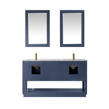 Load image into Gallery viewer, Altair Vanity Altair Remi 60&quot; Double Bathroom Vanity Set in Gray, White or Royal Blue Finish and Carrara White Marble Countertop with Mirror
