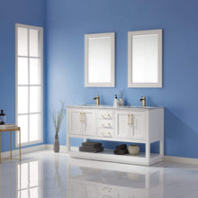 Load image into Gallery viewer, Altair Vanity Altair Remi 60&quot; Double Bathroom Vanity Set in Gray, White or Royal Blue Finish and Carrara White Marble Countertop with Mirror