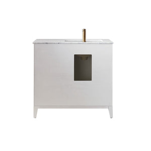 Altair Vanity Altair Sutton 36" Single Bathroom Vanity Set in White, Gray or Royal Green Finish and Carrara White Marble Countertop
