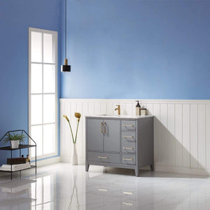 Altair Vanity Altair Sutton 36" Single Bathroom Vanity Set in White, Gray or Royal Green Finish and Carrara White Marble Countertop