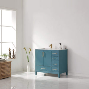 Altair Vanity Altair Sutton 36" Single Bathroom Vanity Set in White, Gray or Royal Green Finish and Carrara White Marble Countertop