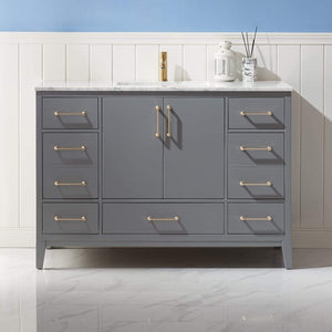Altair Vanity Altair Sutton 48" Single Bathroom Vanity Set in White, Gray or Royal Green Finish and Carrara White Marble Countertop