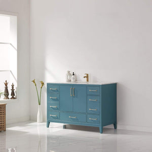 Altair Vanity Altair Sutton 48" Single Bathroom Vanity Set in White, Gray or Royal Green Finish and Carrara White Marble Countertop
