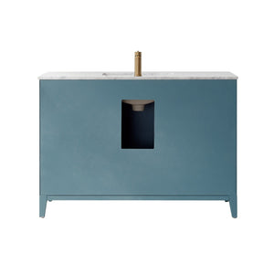 Altair Vanity Altair Sutton 48" Single Bathroom Vanity Set in White, Gray or Royal Green Finish and Carrara White Marble Countertop