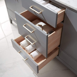 Altair Vanity Altair Sutton 72" Double Bathroom Vanity Set in White, Gray or Royal Green Finish and Carrara White Marble Countertop with Mirror