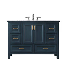 Load image into Gallery viewer, Altair Vanity Classic Blue Finish Altair Isla 48&quot; Single Bathroom Vanity Set in Classic Blue, Gray or White Finish and Carrara White Marble Countertop