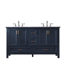 Load image into Gallery viewer, Altair Vanity Classic Blue Finish Altair Isla 60&quot; Double Bathroom Vanity Set in Classic Blue, Gray or White Finish and Carrara White Marble Countertop