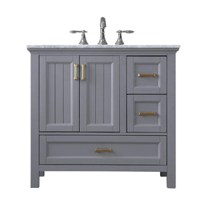 Altair Vanity Gray Finish Altair Isla 36" Single Bathroom Vanity Set in Classic Blue, Gray or White Finish and Carrara White Marble Countertop