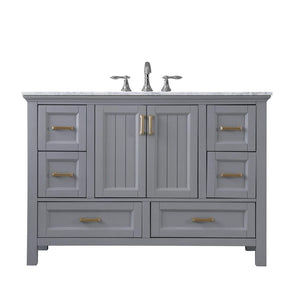 Altair Vanity Gray Finish Altair Isla 48" Single Bathroom Vanity Set in Classic Blue, Gray or White Finish and Carrara White Marble Countertop