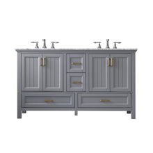 Load image into Gallery viewer, Altair Vanity Gray Finish Altair Isla 60&quot; Double Bathroom Vanity Set in Classic Blue, Gray or White Finish and Carrara White Marble Countertop