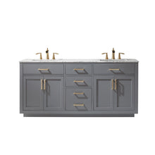 Load image into Gallery viewer, Altair Vanity Gray Finish Altair Ivy 72&quot; Double Bathroom Vanity Set in Gray, White or Royal Blue Finish and Carrara White Marble Countertop