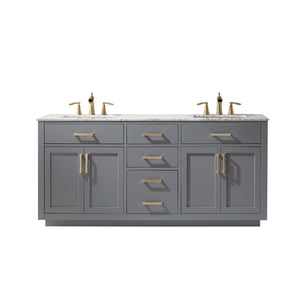 Altair Vanity Gray Finish Altair Ivy 72" Double Bathroom Vanity Set in Gray, White or Royal Blue Finish and Carrara White Marble Countertop