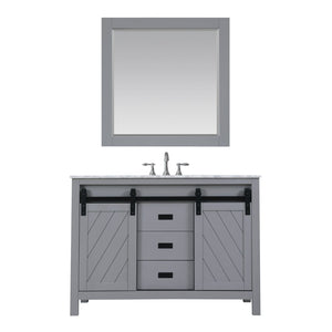 Altair Vanity Gray Finish Altair Kinsley 48" Single Bathroom Vanity Set in Gray or White Finish and Carrara White Marble Countertop with Mirror