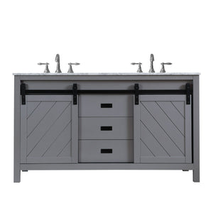 Altair Vanity Gray Finish Altair Kinsley 60" Double Bathroom Vanity Set in Gray or White Finish and Carrara White Marble Countertop