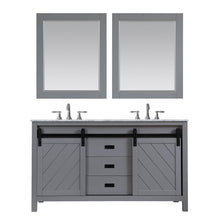 Load image into Gallery viewer, Altair Vanity Gray Finish Altair Kinsley 60&quot; Double Bathroom Vanity Set in Gray or White Finish and Carrara White Marble Countertop with Mirror