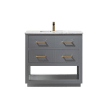 Load image into Gallery viewer, Altair Vanity Gray Finish Altair Remi 36&quot; Single Bathroom Vanity Set in Gray, White or Royal Blue Finish and Carrara White Marble Countertop