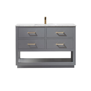 Altair Vanity Gray Finish Altair Remi 48" Single Bathroom Vanity Set in Gray, White or Royal Blue Finish and Carrara White Marble Countertop