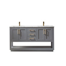 Load image into Gallery viewer, Altair Vanity Gray Finish Altair Remi 60&quot; Double Bathroom Vanity Set in Gray, White or Royal Blue Finish and Carrara White Marble Countertop