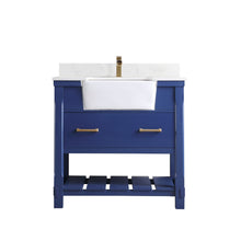 Load image into Gallery viewer, Altair Vanity Jewelry Blue Finish Altair Georgia 36&quot; Single Bathroom Vanity Set in Jewelry Blue or White and Composite Carrara White Stone Top with White Farmhouse Basin