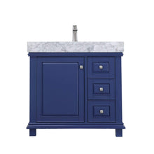 Load image into Gallery viewer, Altair Vanity Jewelry Blue Finish Altair Jardin 36&quot; Single Bathroom Vanity Set in Jewelry Blue or White Finish and Carrara White Marble Countertop