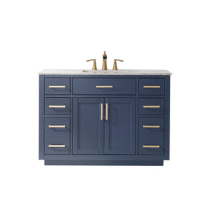 Altair Vanity Royal Blue Finish Altair Ivy 48" Single Bathroom Vanity Set in Gray, White or Royal Blue Finish and Carrara White Marble Countertop