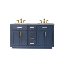 Load image into Gallery viewer, Altair Vanity Royal Blue Finish Altair Ivy 60&quot; Double Bathroom Vanity Set in Gray, White or Royal Blue Finish and Carrara White Marble Countertop