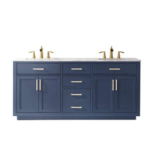 Load image into Gallery viewer, Altair Vanity Royal Blue Finish Altair Ivy 72&quot; Double Bathroom Vanity Set in Gray, White or Royal Blue Finish and Carrara White Marble Countertop