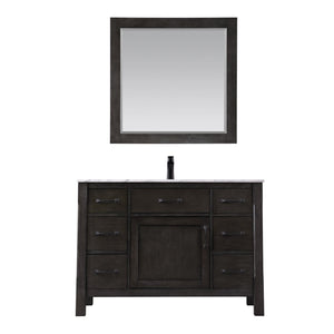 Altair Vanity Rust Black Finish Altair Maribella 48" Single Bathroom Vanity Set in White or Rust Black Finish and Carrara White Marble Countertop With Mirror