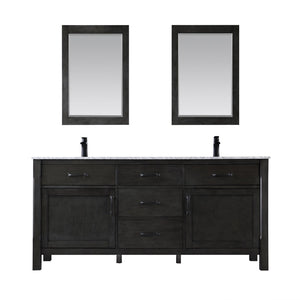 Altair Vanity Rust Black Finish Altair Maribella 72" Double Bathroom Vanity Set in White or Rust Black Finish and Carrara White Marble Countertop With Mirror