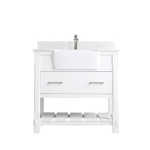 Load image into Gallery viewer, Altair Vanity White Finish Altair Georgia 36&quot; Single Bathroom Vanity Set in Jewelry Blue or White and Composite Carrara White Stone Top with White Farmhouse Basin