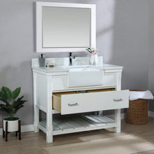 Load image into Gallery viewer, Altair Vanity White Finish Altair Georgia 42&quot; Single Bathroom Vanity Set in White and Composite Carrara White Stone Top with White Farmhouse Basin with Mirror