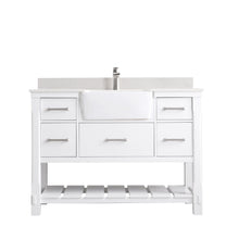 Load image into Gallery viewer, Altair Vanity White Finish Altair Georgia 48&quot; Single Bathroom Vanity Set in Jewelry Blue or White and Composite Carrara White Stone Top with White Farmhouse Basin