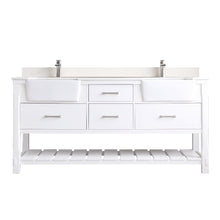 Load image into Gallery viewer, Altair Vanity White Finish Altair Georgia 72&quot; Double Bathroom Vanity Set in Jewelry Blue or White and Composite Carrara White Stone Top with White Farmhouse Basin