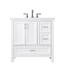 Load image into Gallery viewer, Altair Vanity White Finish Altair Isla 36&quot; Single Bathroom Vanity Set in Classic Blue, Gray or White Finish and Carrara White Marble Countertop