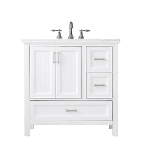 Altair Vanity White Finish Altair Isla 36" Single Bathroom Vanity Set in Classic Blue, Gray or White Finish and Carrara White Marble Countertop