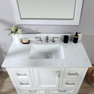 Altair Vanity White Finish Altair Isla 42" Single Bathroom Vanity Set in White and Carrara White Marble Countertop with Mirror