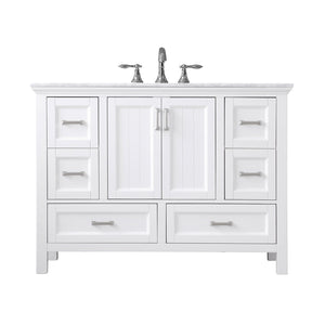 Altair Vanity White Finish Altair Isla 48" Single Bathroom Vanity Set in Classic Blue, Gray or White Finish and Carrara White Marble Countertop