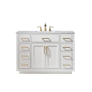 Altair Vanity White Finish Altair Ivy 48" Single Bathroom Vanity Set in Gray, White or Royal Blue Finish and Carrara White Marble Countertop