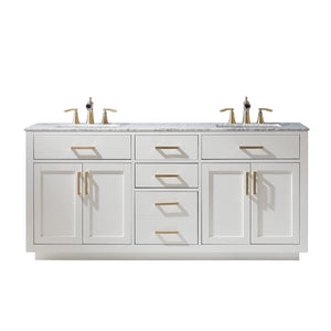 Altair Vanity White Finish Altair Ivy 72" Double Bathroom Vanity Set in Gray, White or Royal Blue Finish and Carrara White Marble Countertop