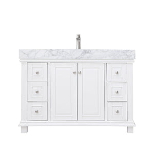 Altair Vanity White Finish Altair Jardin 48" Single Bathroom Vanity Set in Jewelry Blue or White Finish and Carrara White Marble Countertop