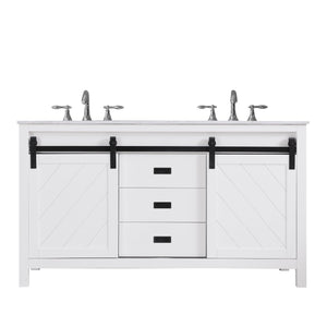 Altair Vanity White Finish Altair Kinsley 60" Double Bathroom Vanity Set in Gray or White Finish and Carrara White Marble Countertop