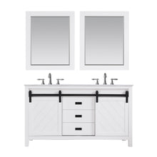 Load image into Gallery viewer, Altair Vanity White Finish Altair Kinsley 60&quot; Double Bathroom Vanity Set in Gray or White Finish and Carrara White Marble Countertop with Mirror