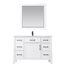 Load image into Gallery viewer, Altair Vanity White Finish Altair Maribella 48&quot; Single Bathroom Vanity Set in White or Rust Black Finish and Carrara White Marble Countertop With Mirror