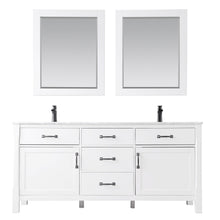 Load image into Gallery viewer, Altair Vanity White Finish Altair Maribella 72&quot; Double Bathroom Vanity Set in White or Rust Black Finish and Carrara White Marble Countertop With Mirror