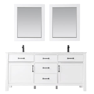 Altair Vanity White Finish Altair Maribella 72" Double Bathroom Vanity Set in White or Rust Black Finish and Carrara White Marble Countertop With Mirror